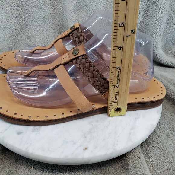 UGG Shoes Womens Size 11 Brown Leather Audra Thong Sandals - Picture 2 of 9